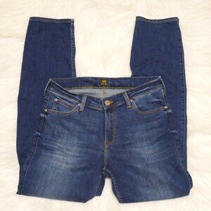 Lee Women's Midrise Straight Leg Jeans Stretch Blue Denim Size 31x31